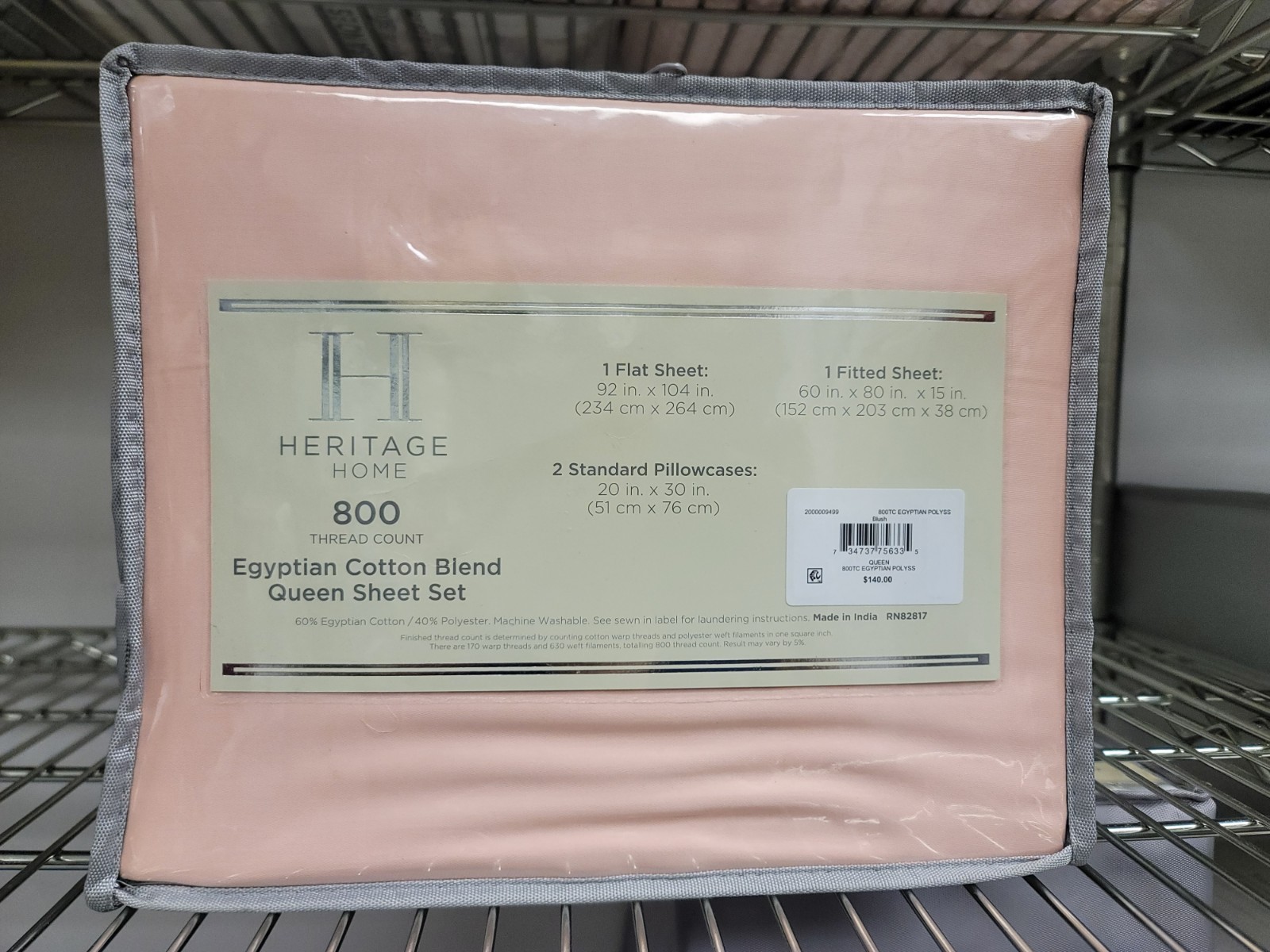 Heritage Home 800 Thread Count Cotton Blend & Polyester QUEEN Sheet Set Blush gallery