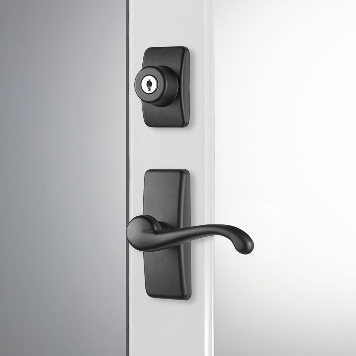 GL Door Lever Set with Keyed Deadbolt Lock for Storm and Screen Doors, Matte Bla gallery