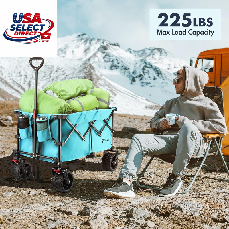 Collapsible Folding Wagon with Big Wheels, 225Lbs Capacity gallery