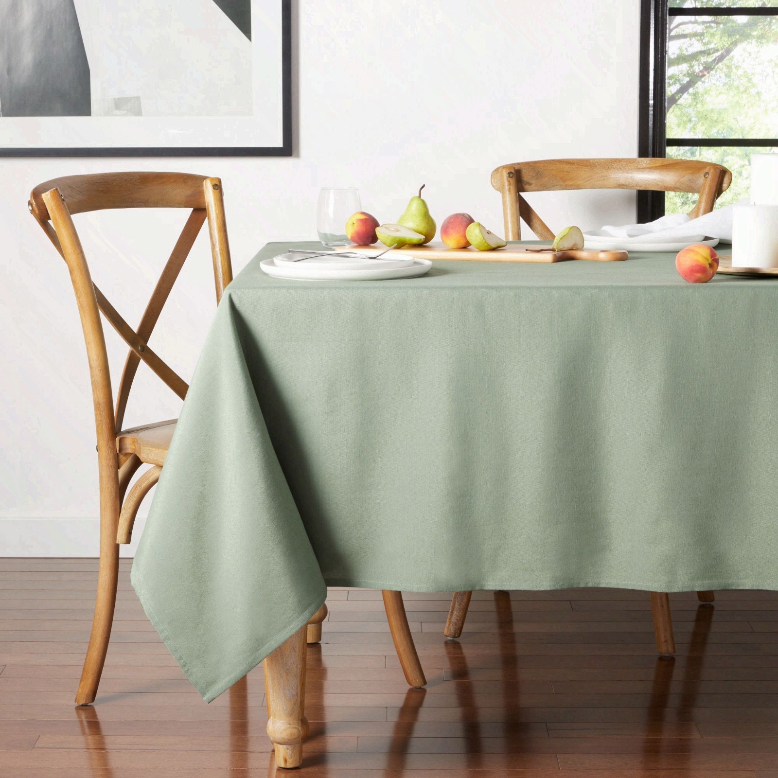 (4 pack) Yale Fabric Tablecloth, Green, 60"W x 84"L Rectangle gallery