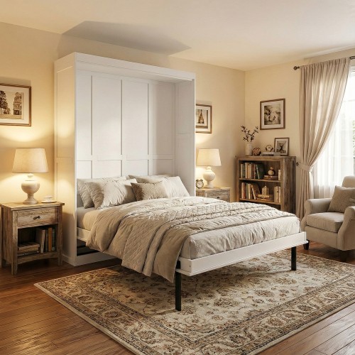 Rotating Murphy Wall Bed Queen Size Murphy Bed Space-Saving Cabinet Bed Wood Bed gallery