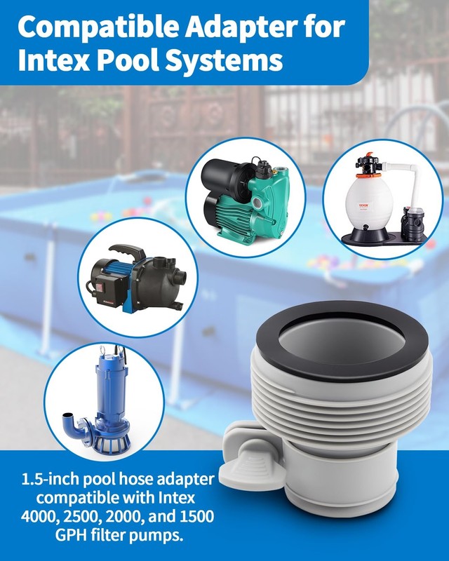 2 Pack Pool Hose Adapter Type B, 1.25" to 1.5" Conversion 2*2.2 in, Gray gallery