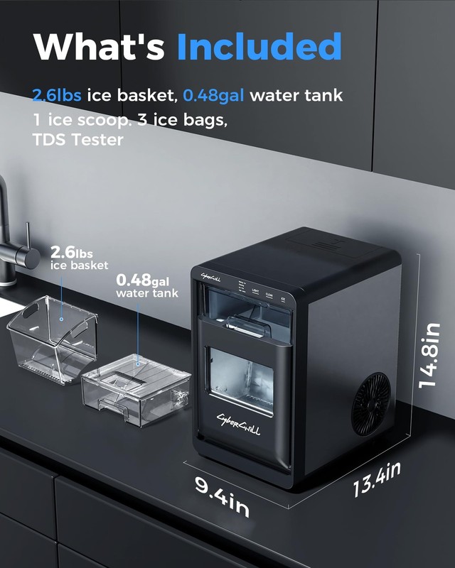 Cyberchill Nugget Ice Maker Countertop 44Lbs Per Day Pebble Sonic Ice Makers gallery