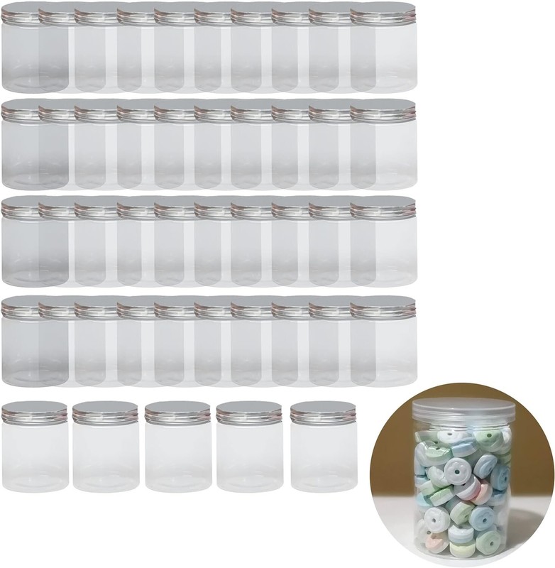 45pcs 280ml Plastic Transparent Sealed Cans with Aluminum Lids and Plastic Lids gallery