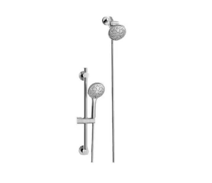 Glacier Bay Wall Bar 6 -Spray Patterns with 1.8 GPM 4.5 in. Wall Mount Dual Show gallery