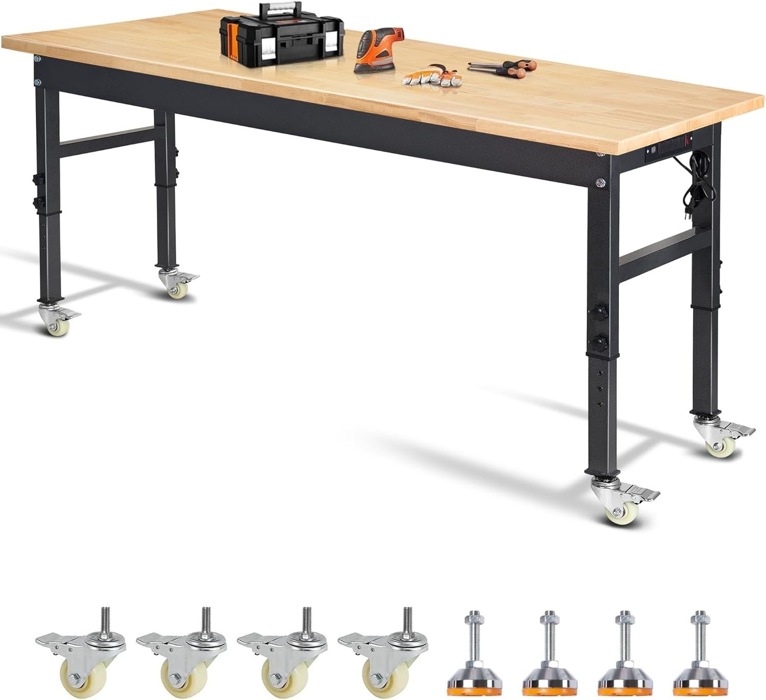 70" Adjustable Work Bench, Workbench Heavy-Duty Work Table for Garage, Home gallery