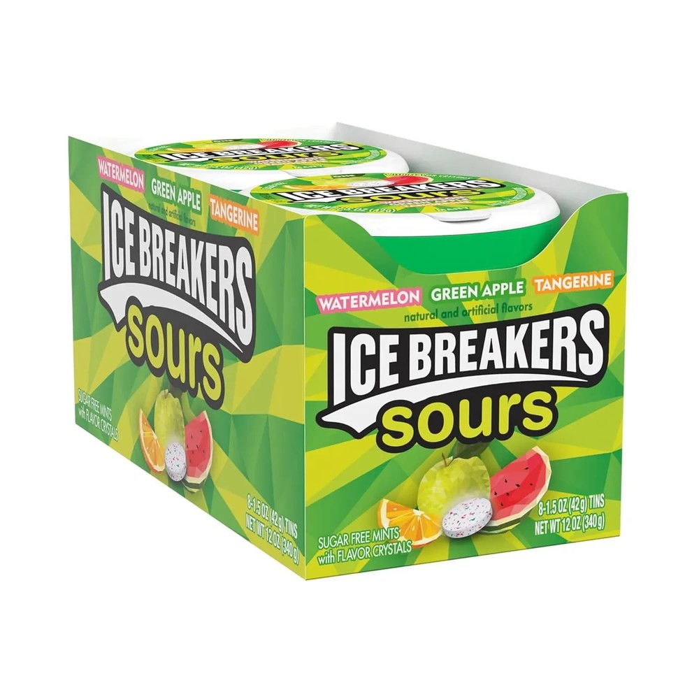 ICE BREAKERS Sour Fruit Mixed Flavored, 1.5 oz, Pack of 8, 1 BOX