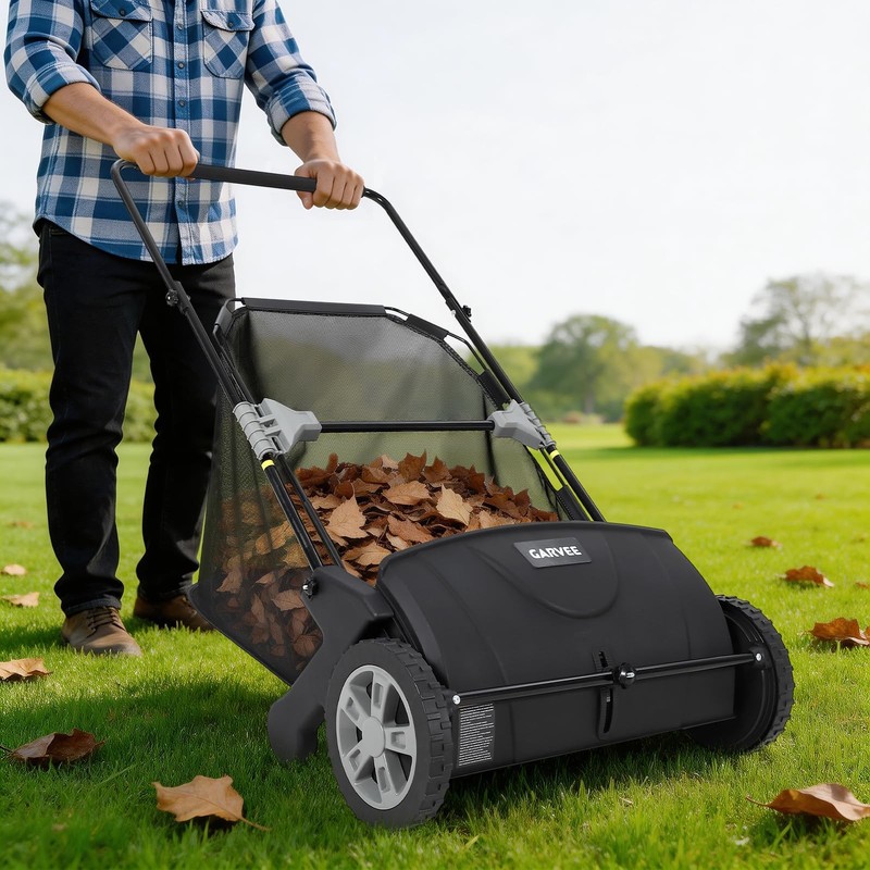 21" Manual Push Lawn Sweeper 3.5 Cu. Ft. Hopper Capacity Leaf & Grass Collector gallery