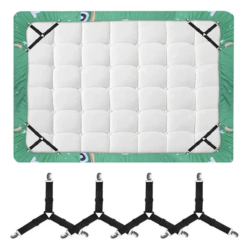 4Bed Sheet Fasteners Adjustable Elastic Suspenders Straps Mattress Covers Clips. gallery