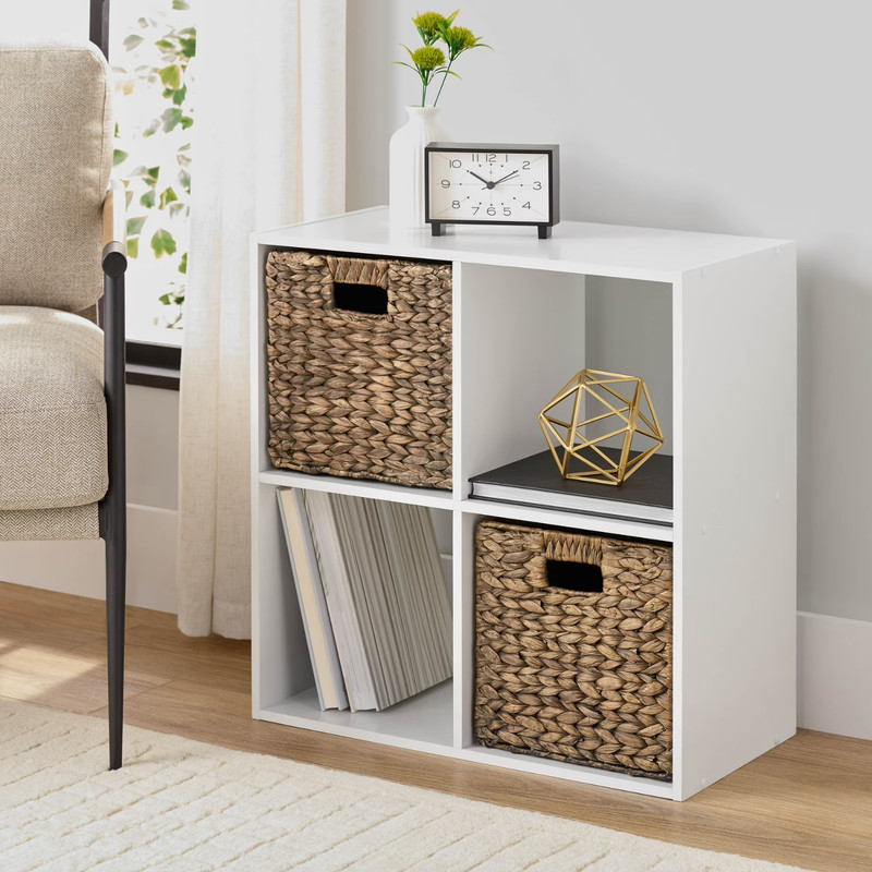 Mainstays 4 Cube Storage Organizer White Shelf Unit Home Furniture gallery