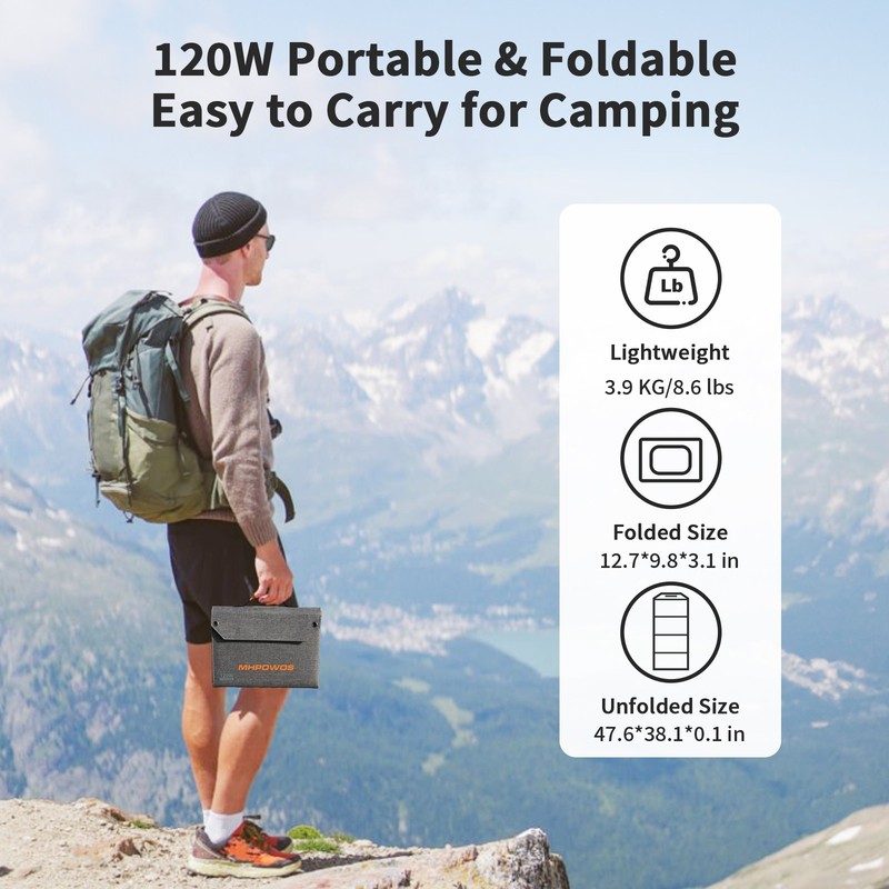 MHPOWOS Foldable USB Solar Panel 40w 80w 120w for Emergency Power Supply gallery