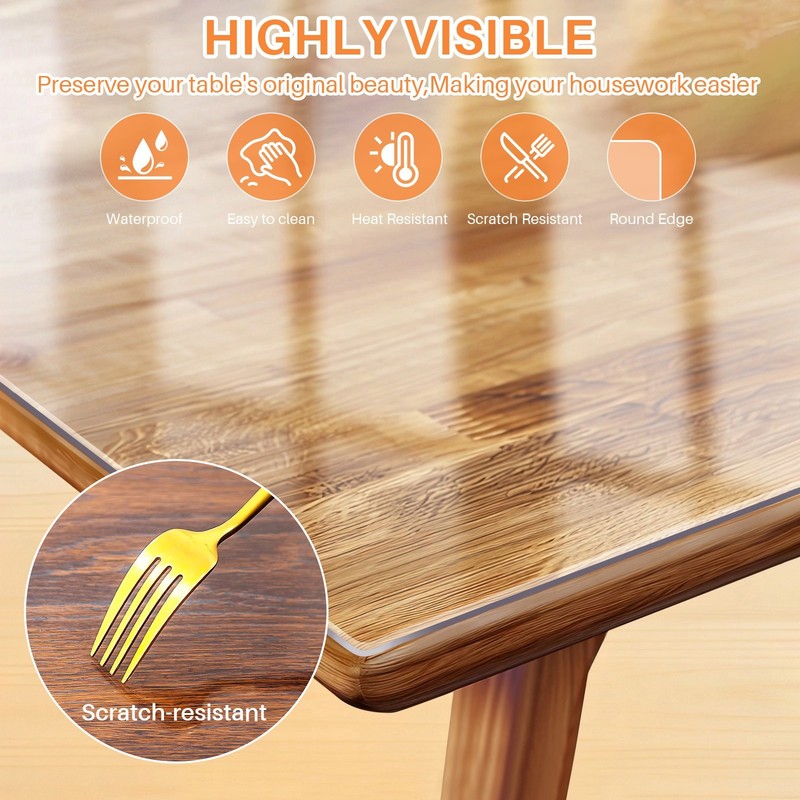 Clear Table Cover Protector 1.5mm Thick PVC Clear Table Protector Rectangle gallery
