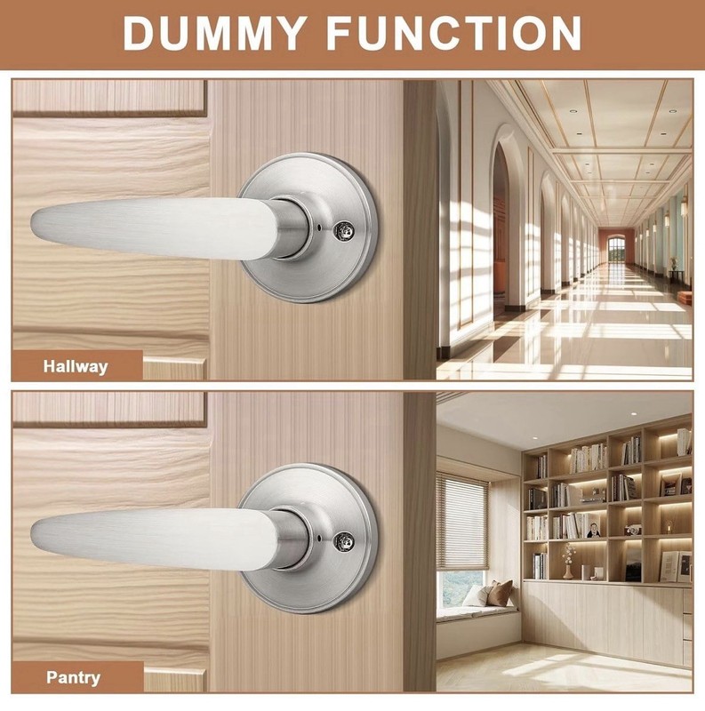6-Pack Single Door Hardware Dummy Lever Door Handles for Closets Satin Nickel gallery