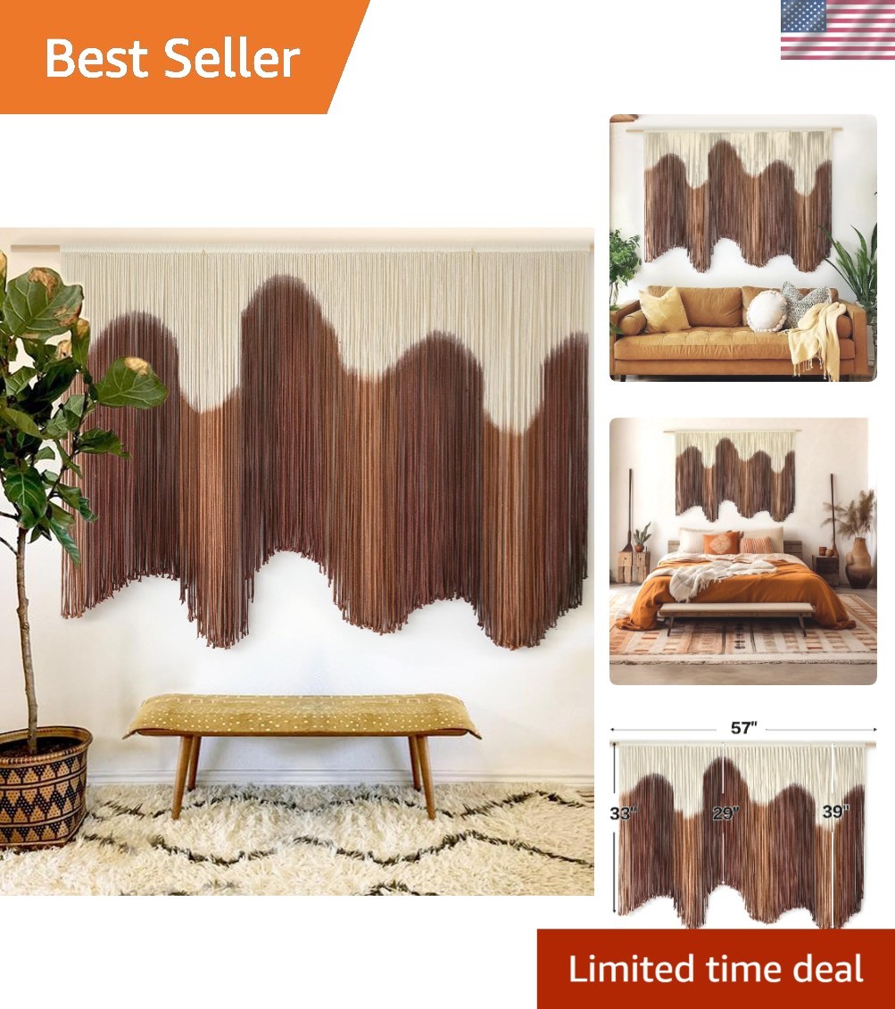 Large 57" W x 39" L Dip-Dyed Macrame Wall Decor - Elegance for Living Spaces gallery