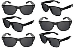 MENS SOLID BLACK SUNGLASSES 6 PACKUNISEX GLASSES WAYFARE STYLE RETRO