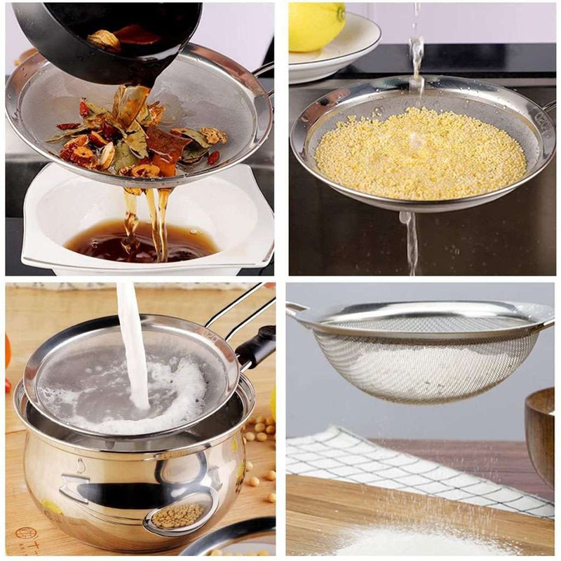 1-3Pc Strainer Handle Fine Mesh Colander Sieve Flour Sifter Kitchen Food Drainer gallery