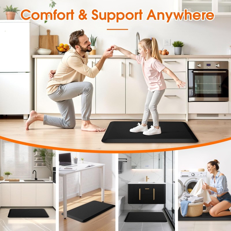 Kitchen Mat, Cushioned Thick Floor Comfort Mat, with Non-Slip Bottom, Water &... gallery