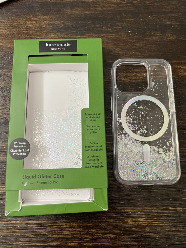 Kate Spade Liquid Glitter Case w/Magsafe for iPhone 16 PRO Opal Iridescent USED*