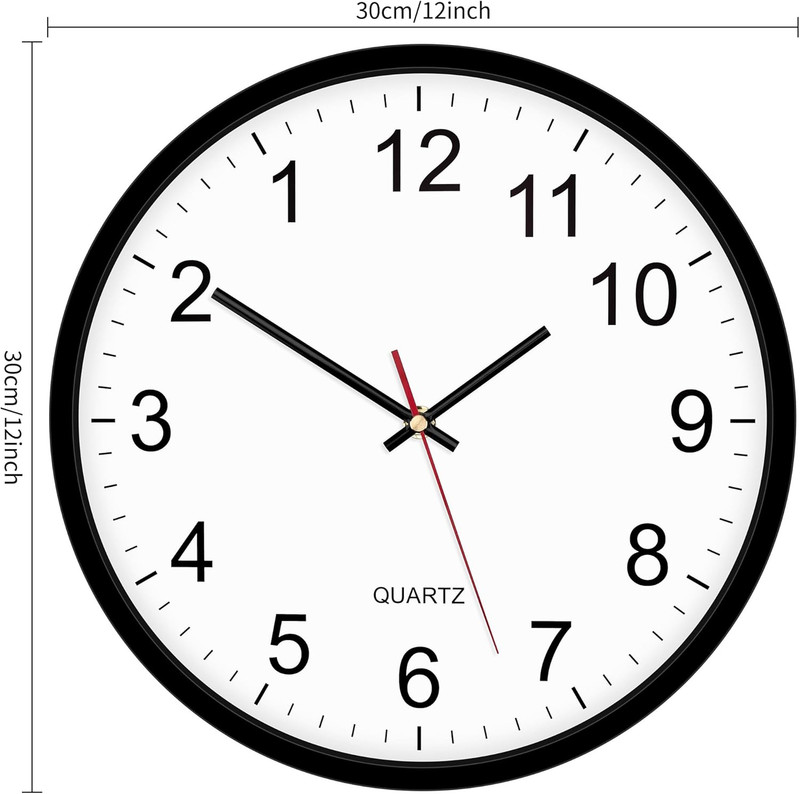 Black Backwards Wall Clock, Runs Counterclockwise, 12 Inch Silent Non Ticking Ba gallery