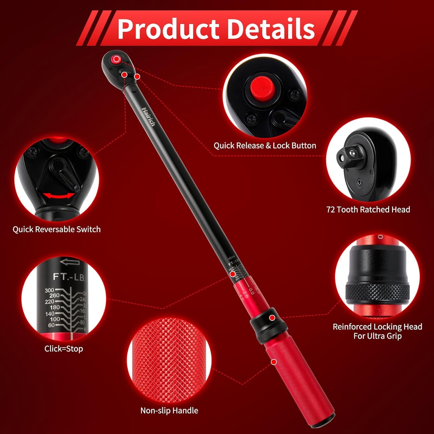 Milwaukee 1/2" Drive Click Torque Wrench 50-250 ft-lb gallery
