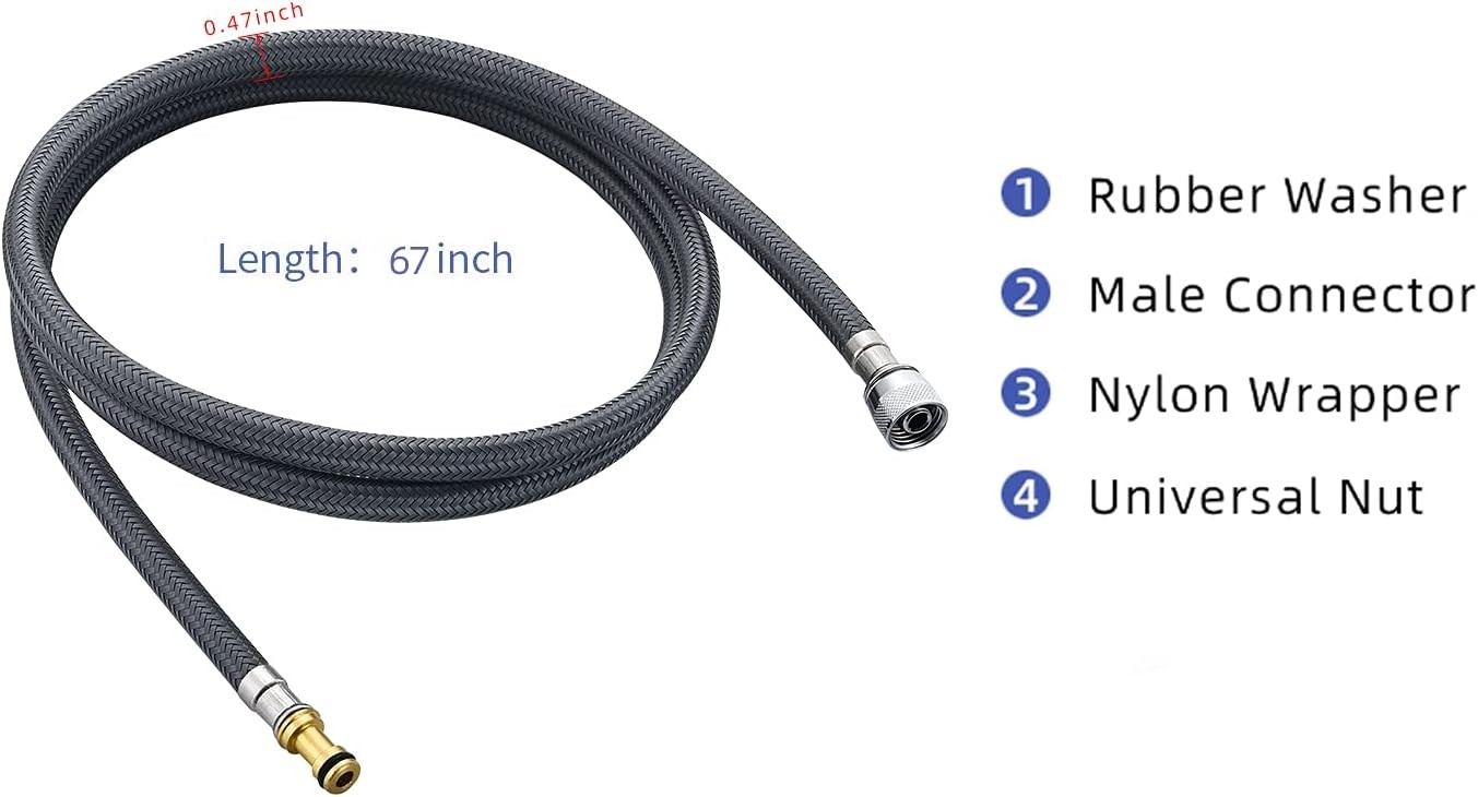 Pull-down Faucet Replacement Hose 131381,Replacement 67 inches Chrome gallery