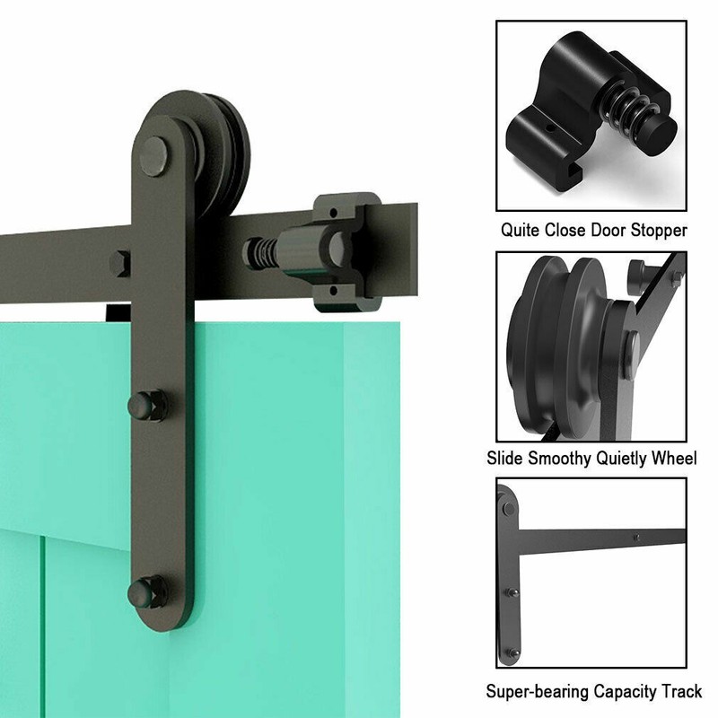 Sliding Barn Door Hardware Track Kit 4FT/5FT/6FT/6.6FT/8FT for Single Wood Door gallery