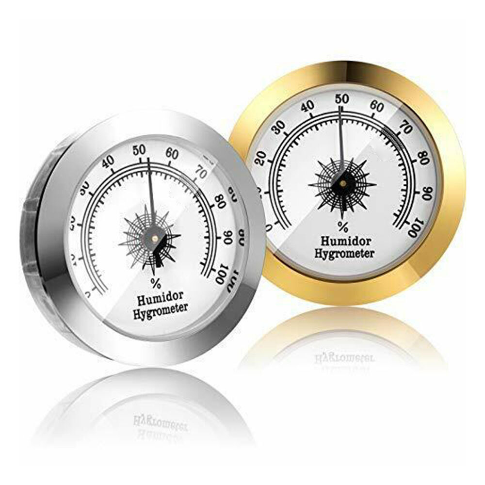 2 PCS Gold and Silver Frame 2" Analog Hygrometer for Cigar Humidor Replacemen ^ gallery