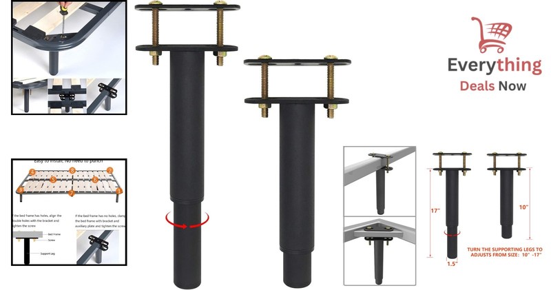 Bed Frame Center Support Legs Adjustable 10-17" Heavy Duty Slat Stabilizer 2PC gallery