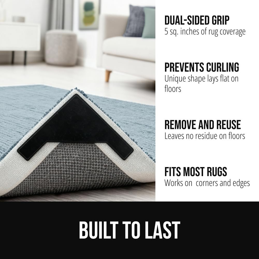 Extra Wide Dual Sided Rug Gripper Pads, 5" x 7" (4 Pack), Black gallery