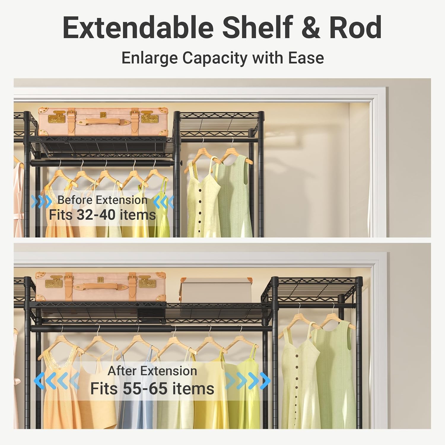 X30 Expandable Clothes Rack Adjustable from 5' to 6'11" 950lbs Capacity Heavy gallery