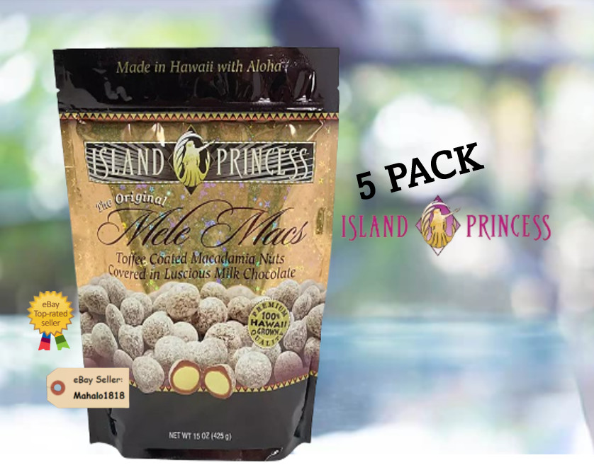 Five (5) Island Princess Toffee Coated Macadamia Nuts 15 oz each made in Hawaii gallery
