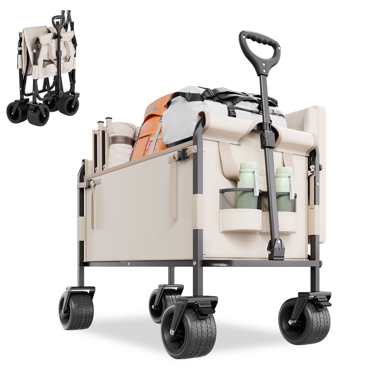 2 in 1 Foldable Wagon Converts to Bench, 550lb Capacity gallery
