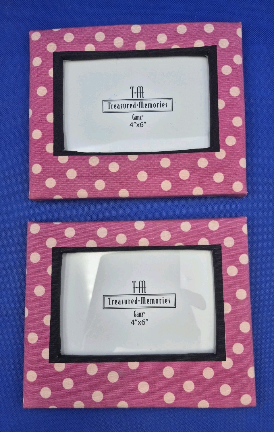 Two GANZ Pink Polka Dot 4x6 Photo Frames 7.5x6" UNUSED gallery