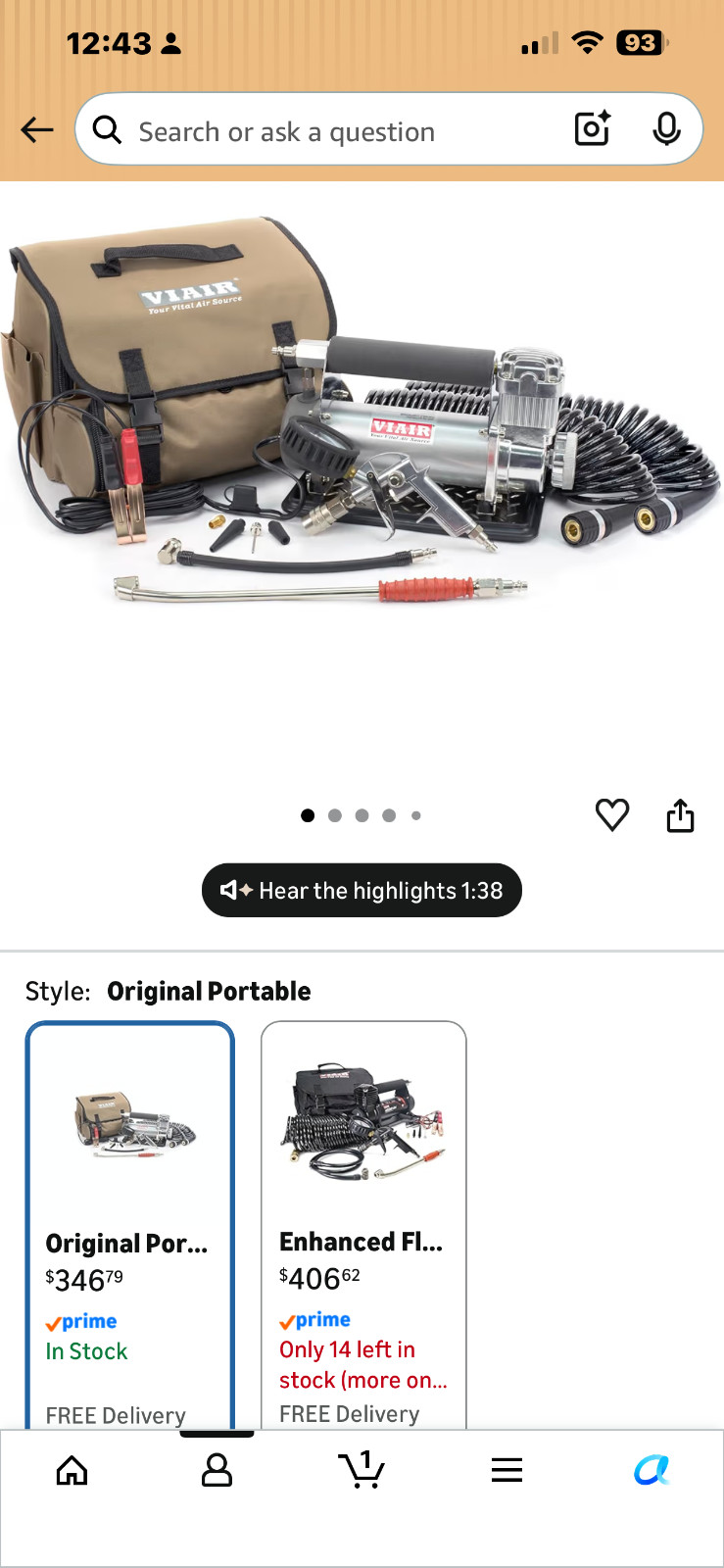 VIAIR 450P-Automatic Portable Compressor for up to 42in Tires Silver 45043 gallery