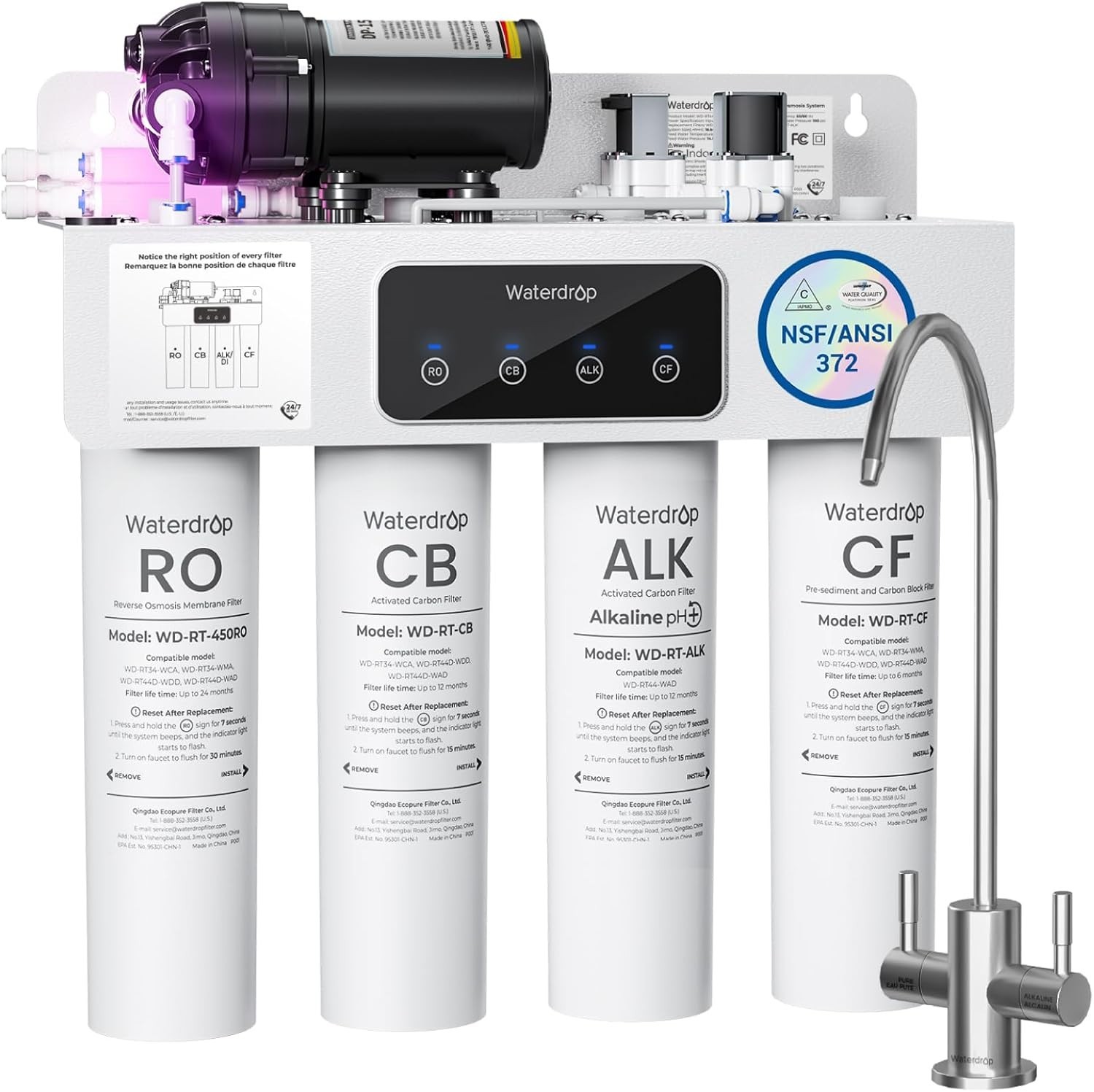 [Dual Flow] Waterdrop WD-T4-A Alkaline pH+ Reverse Osmosis Water Filter,10-Stage gallery