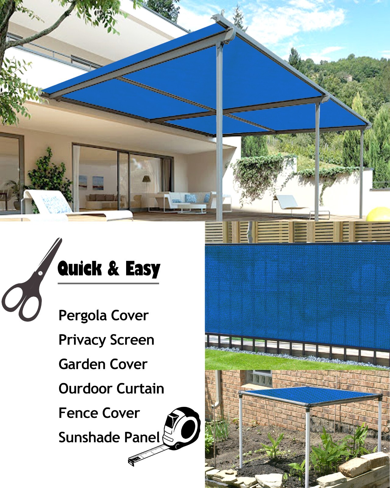 HDPE Fabric Roll UV Block 185+ GSM Shade Cloth in Blue Raw Material for Home DIY gallery