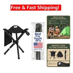 Vibrant Black Foldable Tripod Stool for Kids – 13.4” Height, 180 lb Capacity