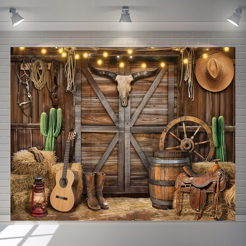 Western Cowboy Backdrop 10X8Ft Western Party Decorations Rodeo Wild West Country gallery