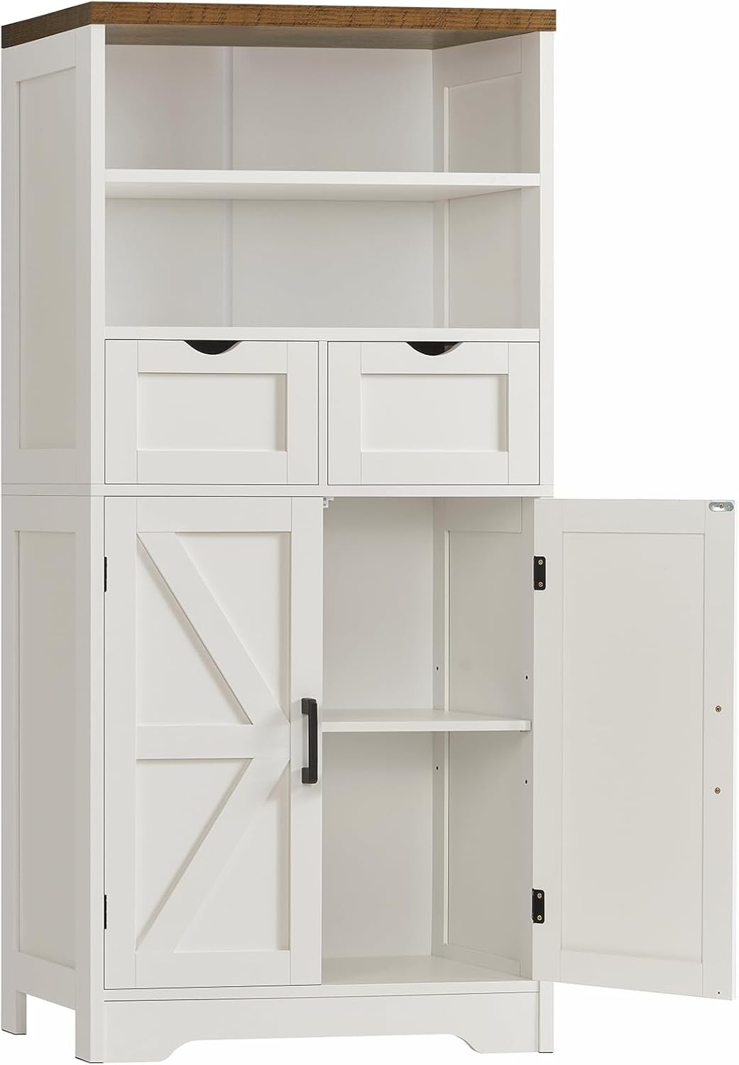 Storage Cabinet with Doors & 2 Drawers, Kitchen Cabinet with Adjustable Shelf gallery