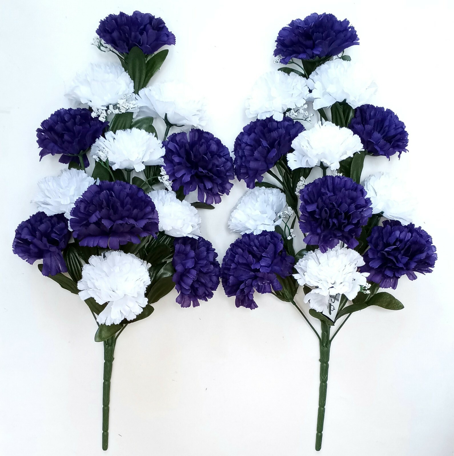 (2 pcs) Purple & White Carnation 20" Spray Bush Memorial Outdoor Flower #2217 gallery