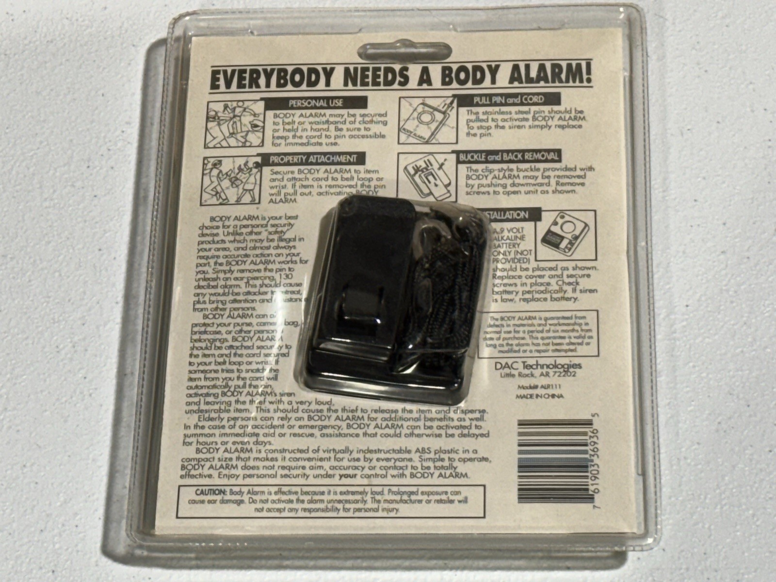 Body Alarm Personal Security Alarm, UP TO 2 HOURS CONTINUOUS SIREN gallery