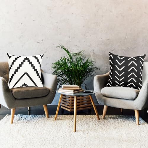 Decorative Throw Pillow Covers 18x18 Inch 18"L x 18"W Black White-geometric gallery