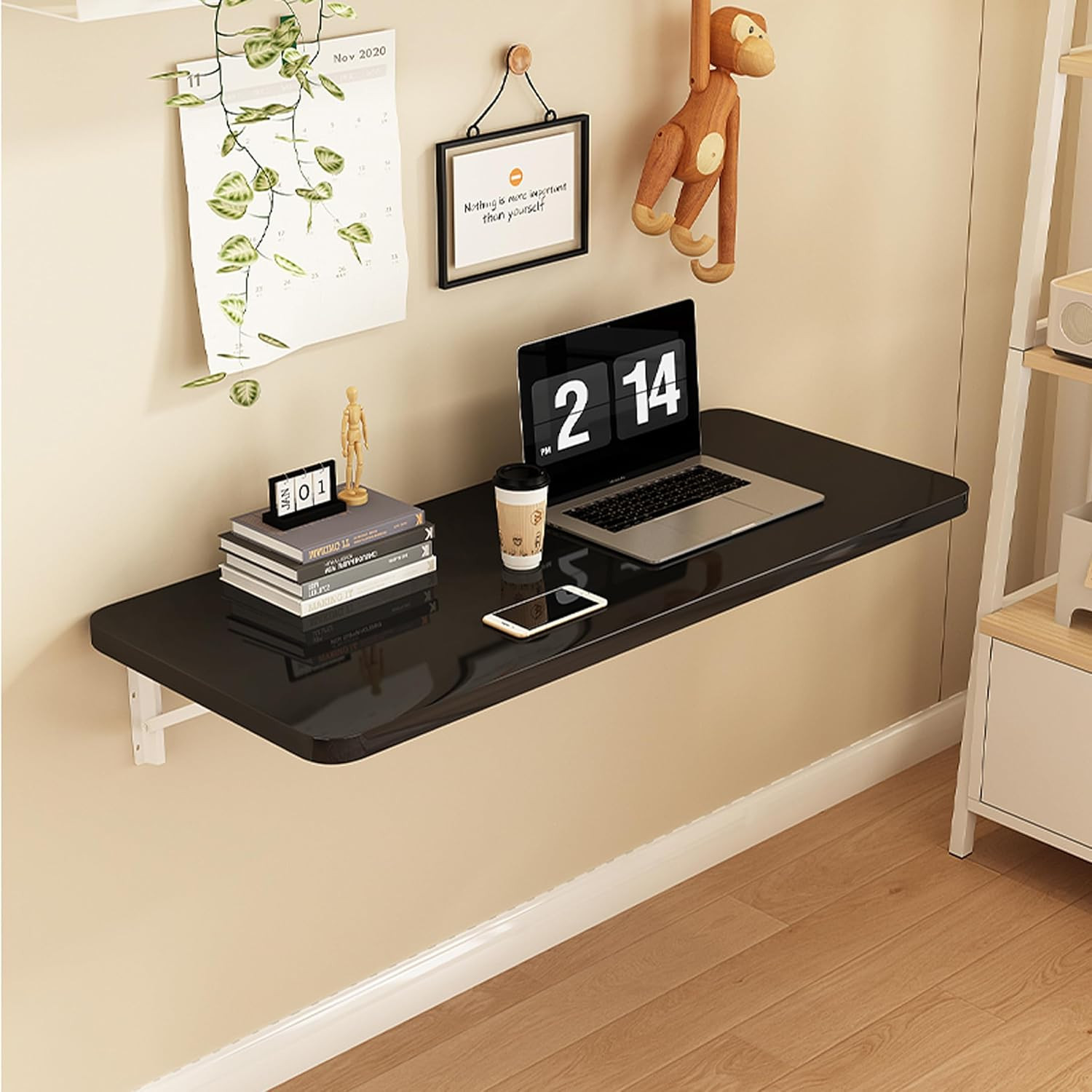 Compact Wall Mounted Folding Desk for Small Spaces - Black 31.5"x19.6 gallery