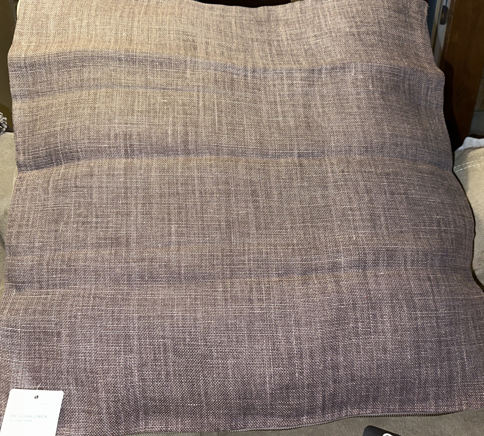 POTTERY BARN LIBECO BELGIAN FLAX LINEN PILLOW COVER 24" SQ ~ FIG gallery