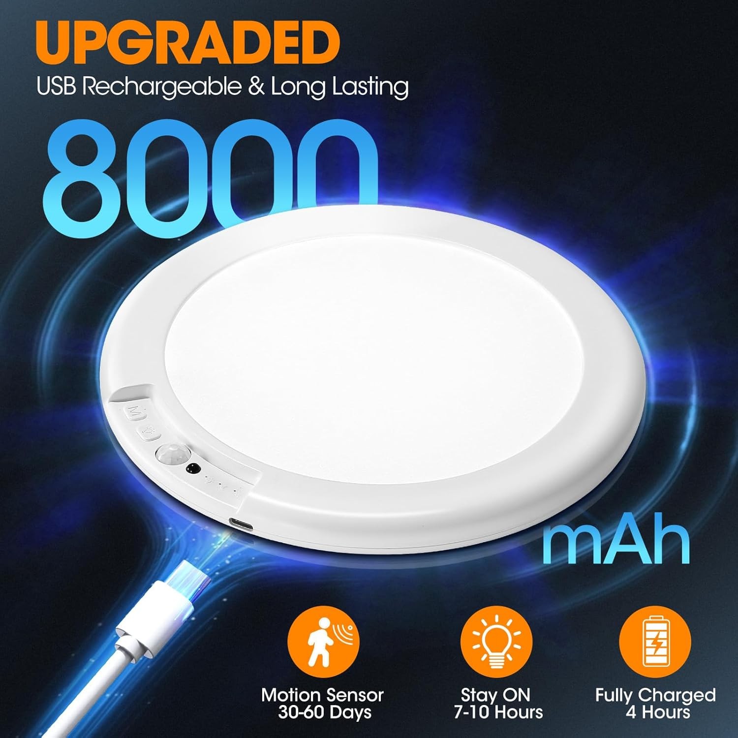 Wireless Closet Lights Motion Sensor，No Wiring Rechargeable Ceiling Light gallery