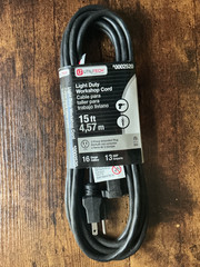 UTILITECH 15ft WORKSHOP REPLACEMENT CORD 16 GAUGE 13 AMP BLACK 0002520