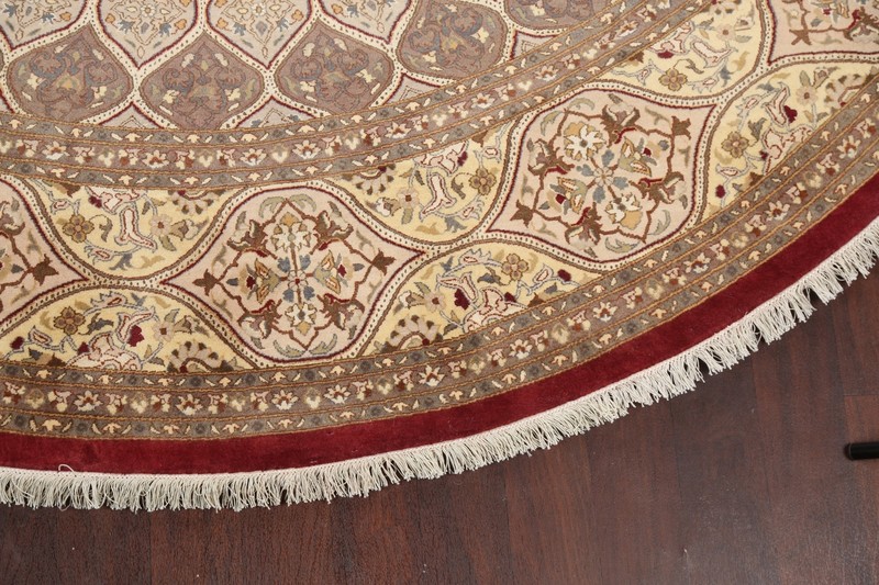 Vegetable Dye Traditional Oriental Round Rug 10x10 ft Handmade Wool/ Silk Carpet gallery