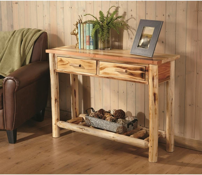 Rustic Log Sofa Table, Console Tables for Entryway, TV Stand, Wood Cabin Decor gallery