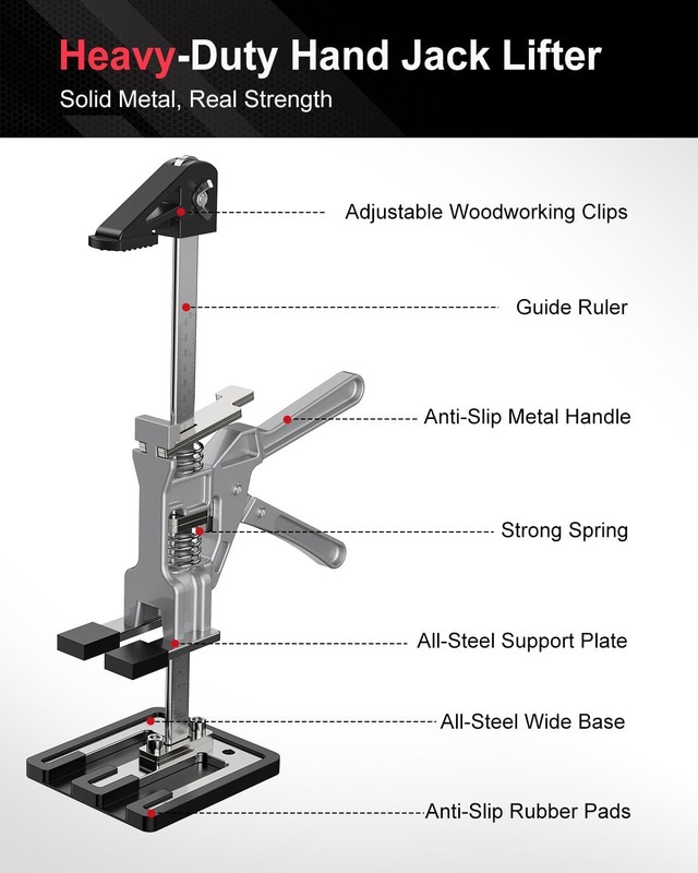 Labor Saving Arm Jack 2 Pack 10" Height-Adjustable All-Metal Hand Lifting Jack gallery