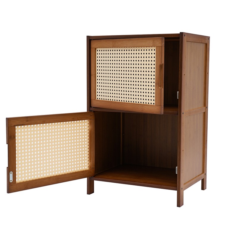 Modern Design Bamboo Bedside Table 2 Tier Nightstand 99.20lbs Floor Standing USA gallery